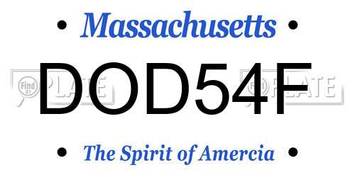 DOD54F Massachusetts License Plate