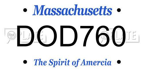 DOD760 Massachusetts License Plate