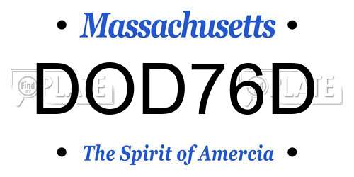 DOD76D Massachusetts License Plate