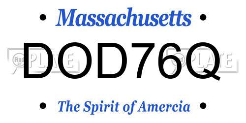 DOD76Q Massachusetts License Plate