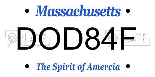 DOD84F Massachusetts License Plate