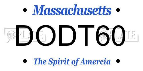 DODT60 Massachusetts License Plate