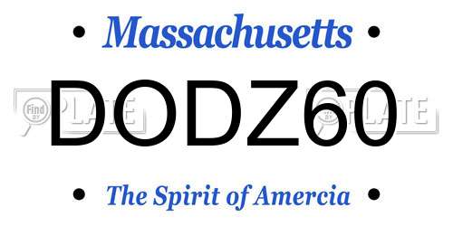 DODZ60 Massachusetts License Plate