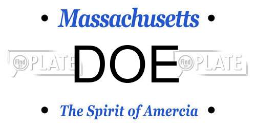 DOE Massachusetts License Plate