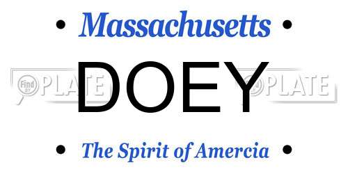 DOEY Massachusetts License Plate