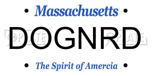 DOGNRD Massachusetts License Plate