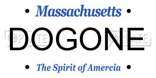 DOGONE Massachusetts License Plate