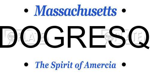 DOGRESQ Massachusetts License Plate