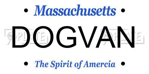 DOGVAN Massachusetts License Plate