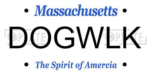 DOGWLK Massachusetts License Plate