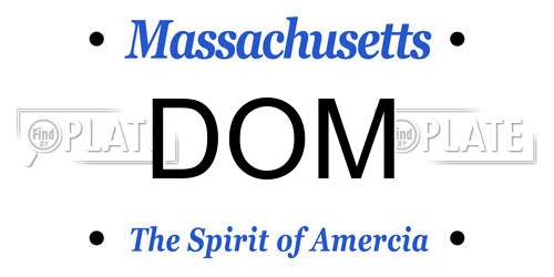 DOM Massachusetts License Plate