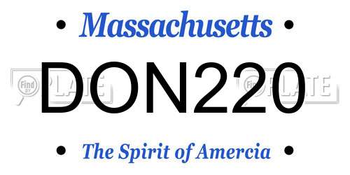 DON220 Massachusetts License Plate
