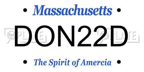 DON22D Massachusetts License Plate