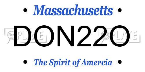 DON22O Massachusetts License Plate