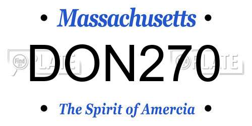 DON270 Massachusetts License Plate