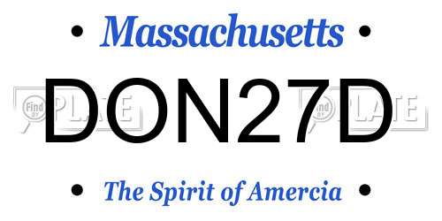 DON27D Massachusetts License Plate