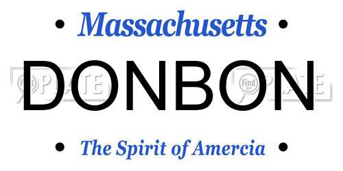 DONBON Massachusetts License Plate