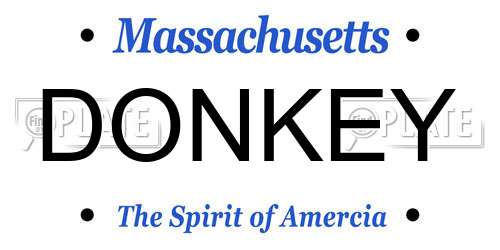 DONKEY Massachusetts License Plate