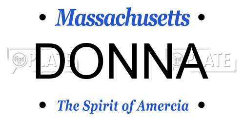 DONNA Massachusetts License Plate