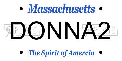 DONNA2 Massachusetts License Plate