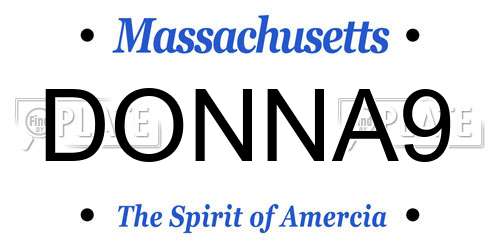 DONNA9 Massachusetts License Plate