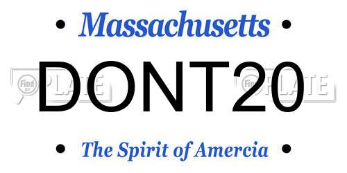 DONT20 Massachusetts License Plate