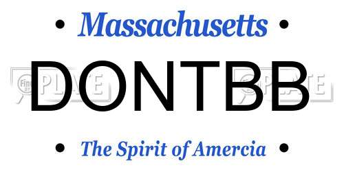 DONTBB Massachusetts License Plate