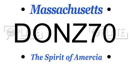 DONZ70 Massachusetts License Plate