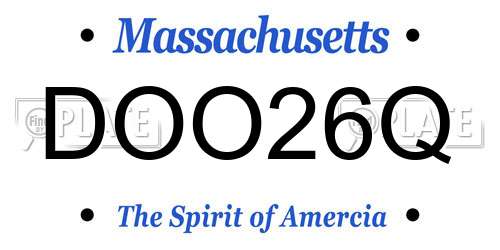 DOO26Q Massachusetts License Plate
