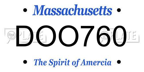DOO760 Massachusetts License Plate