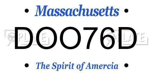 DOO76D Massachusetts License Plate