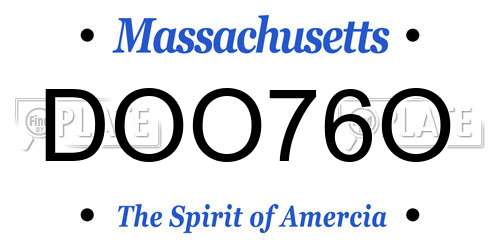 DOO76O Massachusetts License Plate