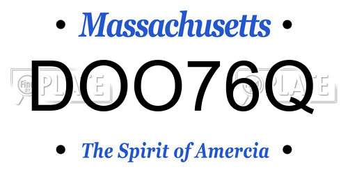 DOO76Q Massachusetts License Plate