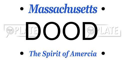 DOOD Massachusetts License Plate