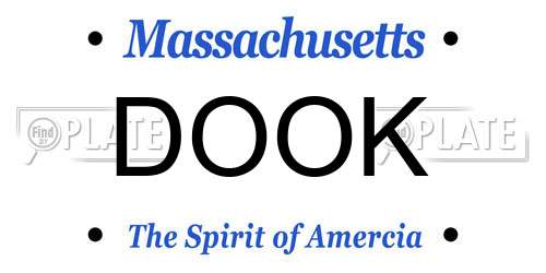 DOOK Massachusetts License Plate