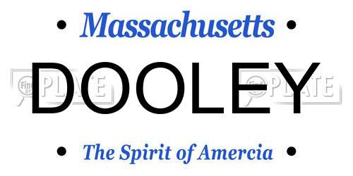 DOOLEY Massachusetts License Plate
