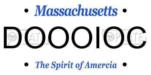 DOOOIOC Massachusetts License Plate