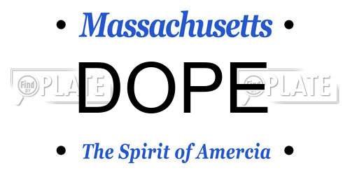 DOPE Massachusetts License Plate