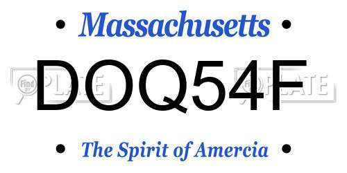 DOQ54F Massachusetts License Plate