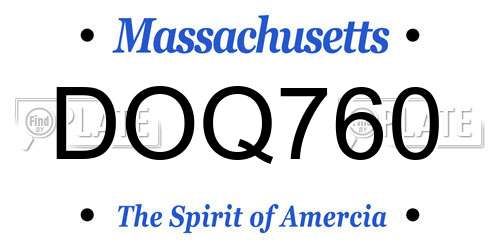 DOQ760 Massachusetts License Plate