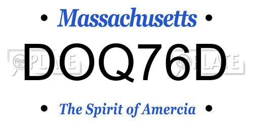DOQ76D Massachusetts License Plate