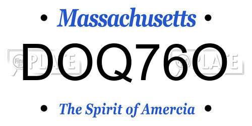 DOQ76O Massachusetts License Plate
