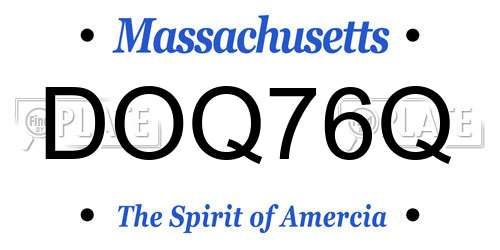 DOQ76Q Massachusetts License Plate