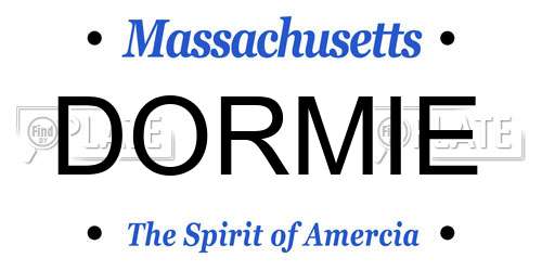 DORMIE Massachusetts License Plate