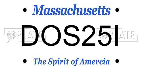 DOS25I Massachusetts License Plate