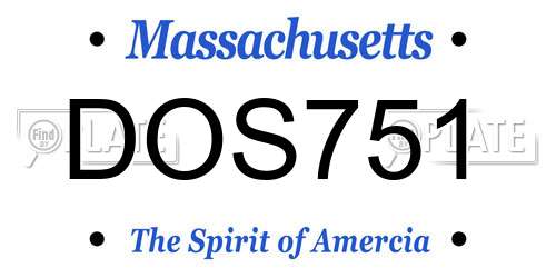 DOS751 Massachusetts License Plate