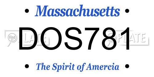 DOS781 Massachusetts License Plate