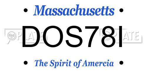 DOS78I Massachusetts License Plate