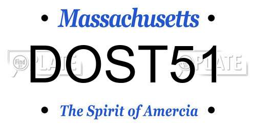 DOST51 Massachusetts License Plate