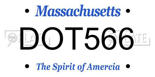 DOT566 Massachusetts License Plate